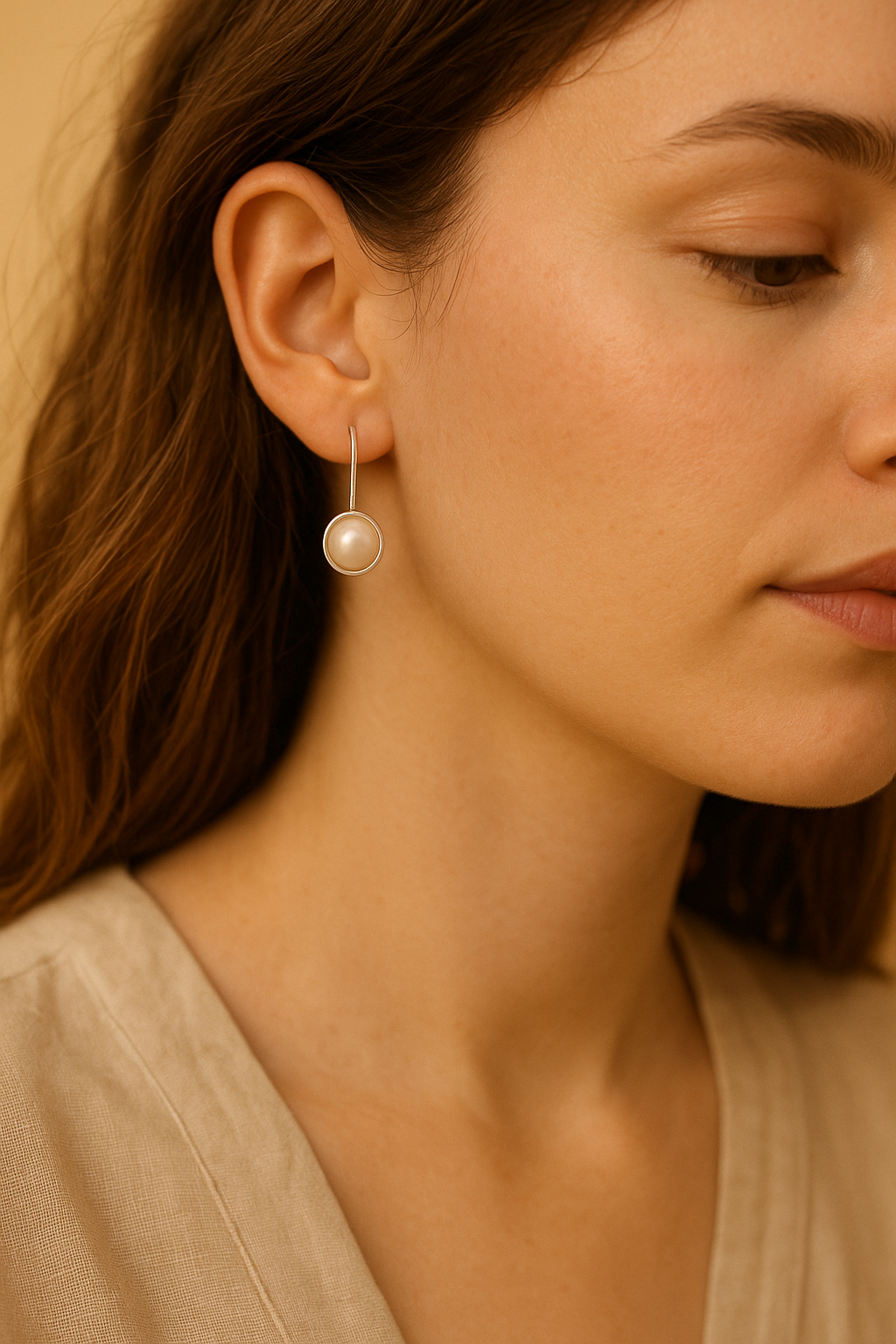 Natural Pearl Earrings Sterling Silver, Simple Pearl Drop Wedding Earrings, Lightweight Earrings, Bridesmaid Gifts, Mother's day gift