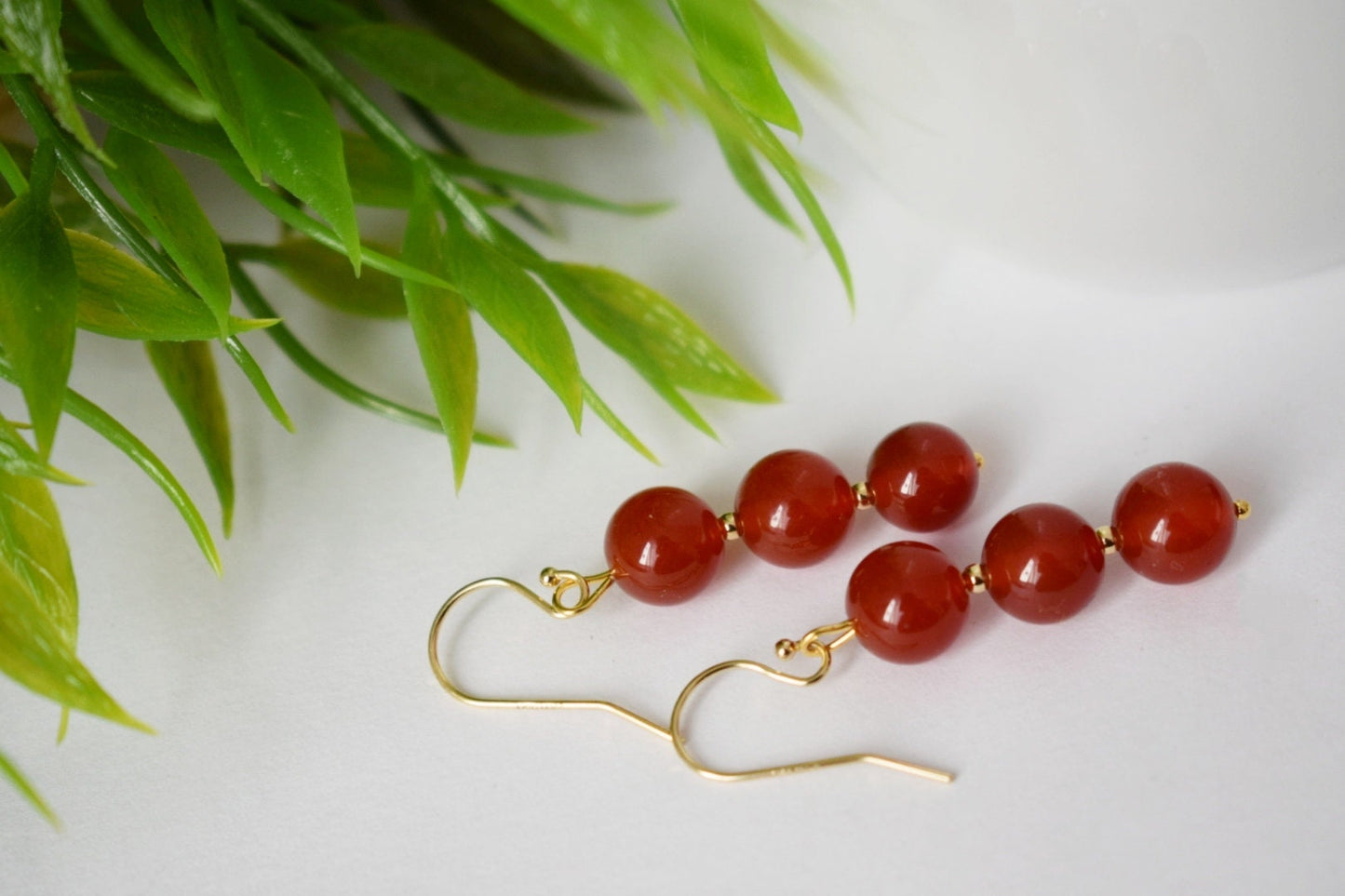 Carnelian Dangle Earrings: Red Gemstone Jewelry