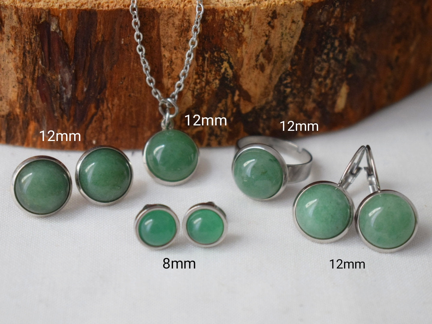 Grüne Aventurin Halskette, Statement Edelstein Halskette Damen, Kette mit rundem Anhänger, Geburtsstein, Aventurin Schmuck, Geschenk für Sie