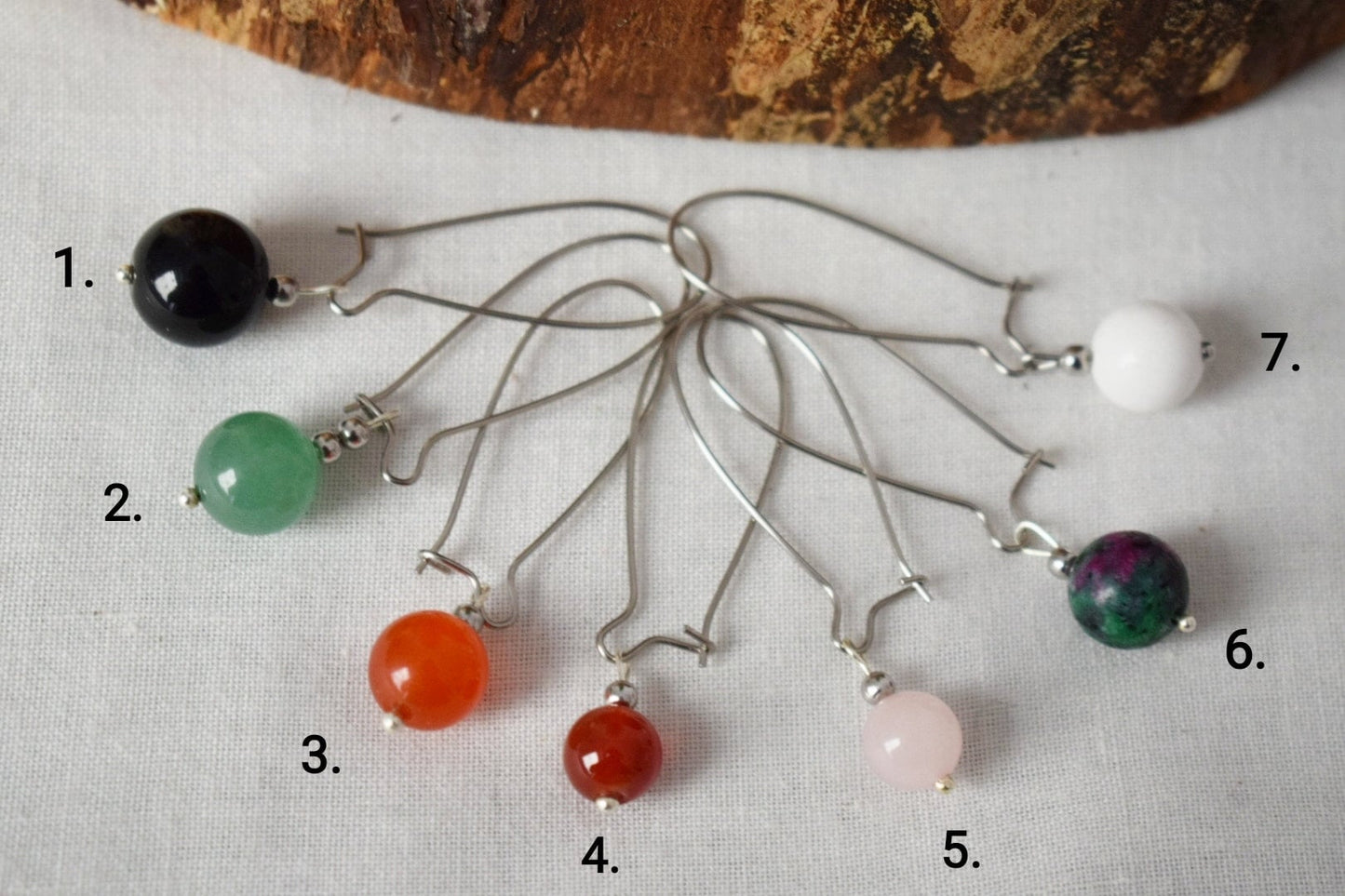 Schwarze Creolen für Frauen, Achat Creolen, Schwarzer Achat, Boho Creolen mit Edelstein, handgefertigter Schmuck, Geschenk für Sie