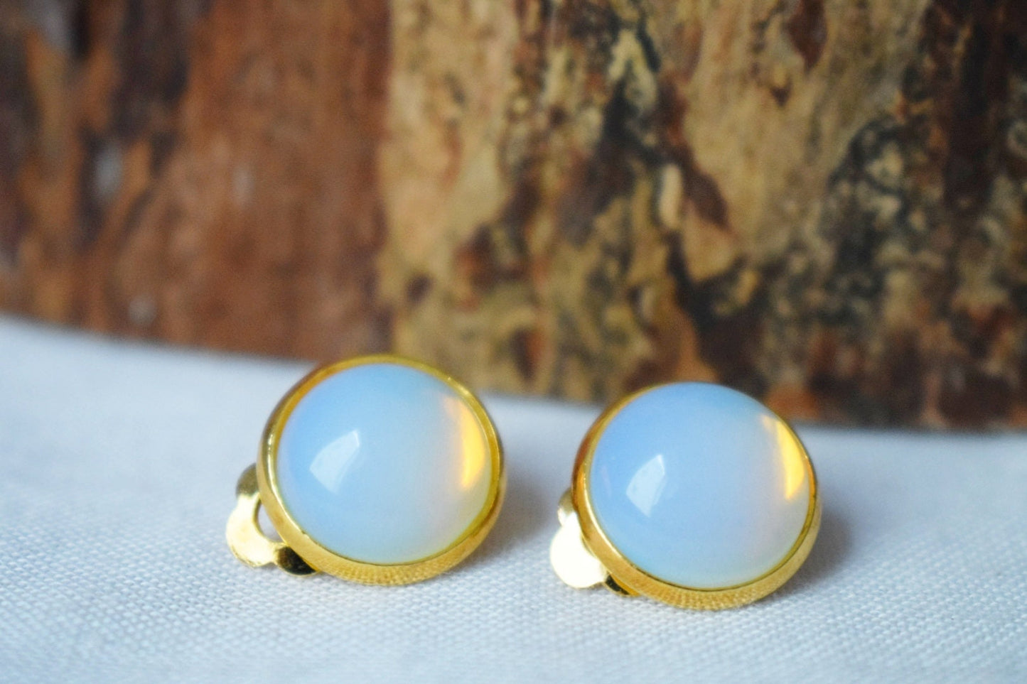 Opalite Clip On Earrings: Gemstone Ear Jewelry