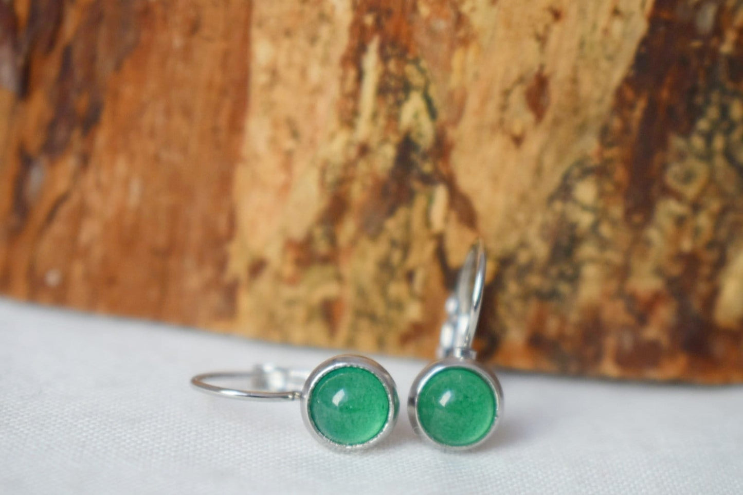 Kleine grüne Aventurin Hängeohrringe Silber, minimalistisch, 6mm Edelstein Ohrringe, Aventurin Schmuck, grüne Ohrhänger, Geschenk für Sie
