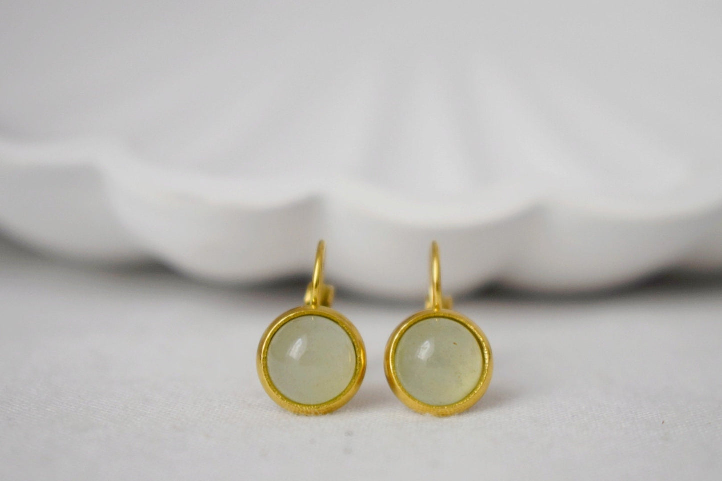 Kleine Aventurin-Ohrringe baumeln gold, Edelstein grün, minimalistisch, Hebelverschluss, Naturstein, Geburtsstein, Schmuckgeschenk für Sie