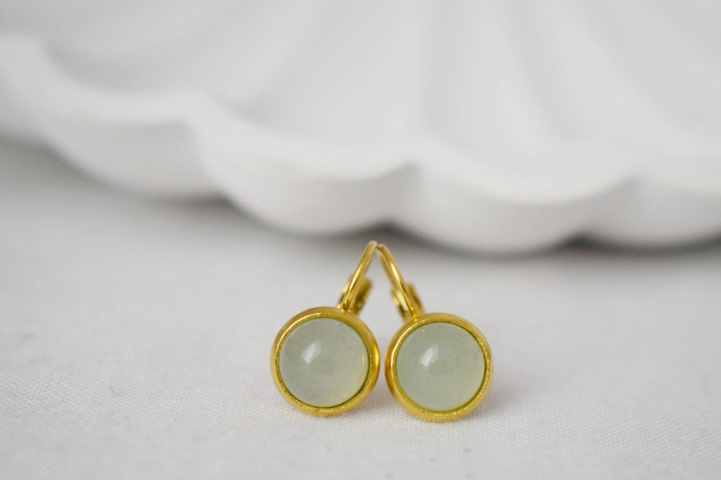 Kleine Aventurin-Ohrringe baumeln gold, Edelstein grün, minimalistisch, Hebelverschluss, Naturstein, Geburtsstein, Schmuckgeschenk für Sie