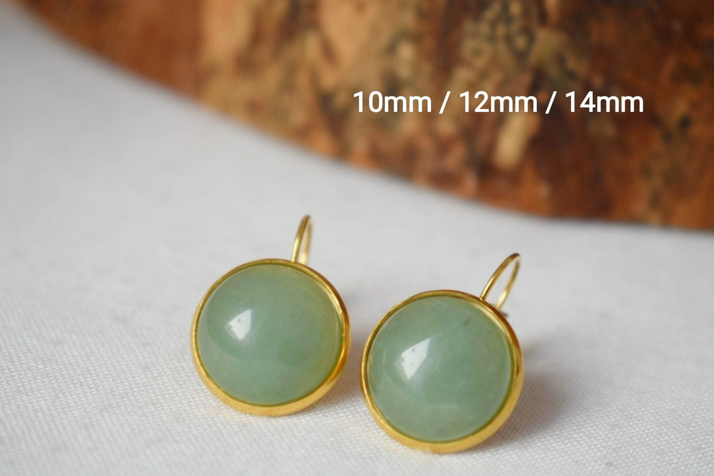 Kleine Aventurin-Ohrringe baumeln gold, Edelstein grün, minimalistisch, Hebelverschluss, Naturstein, Geburtsstein, Schmuckgeschenk für Sie