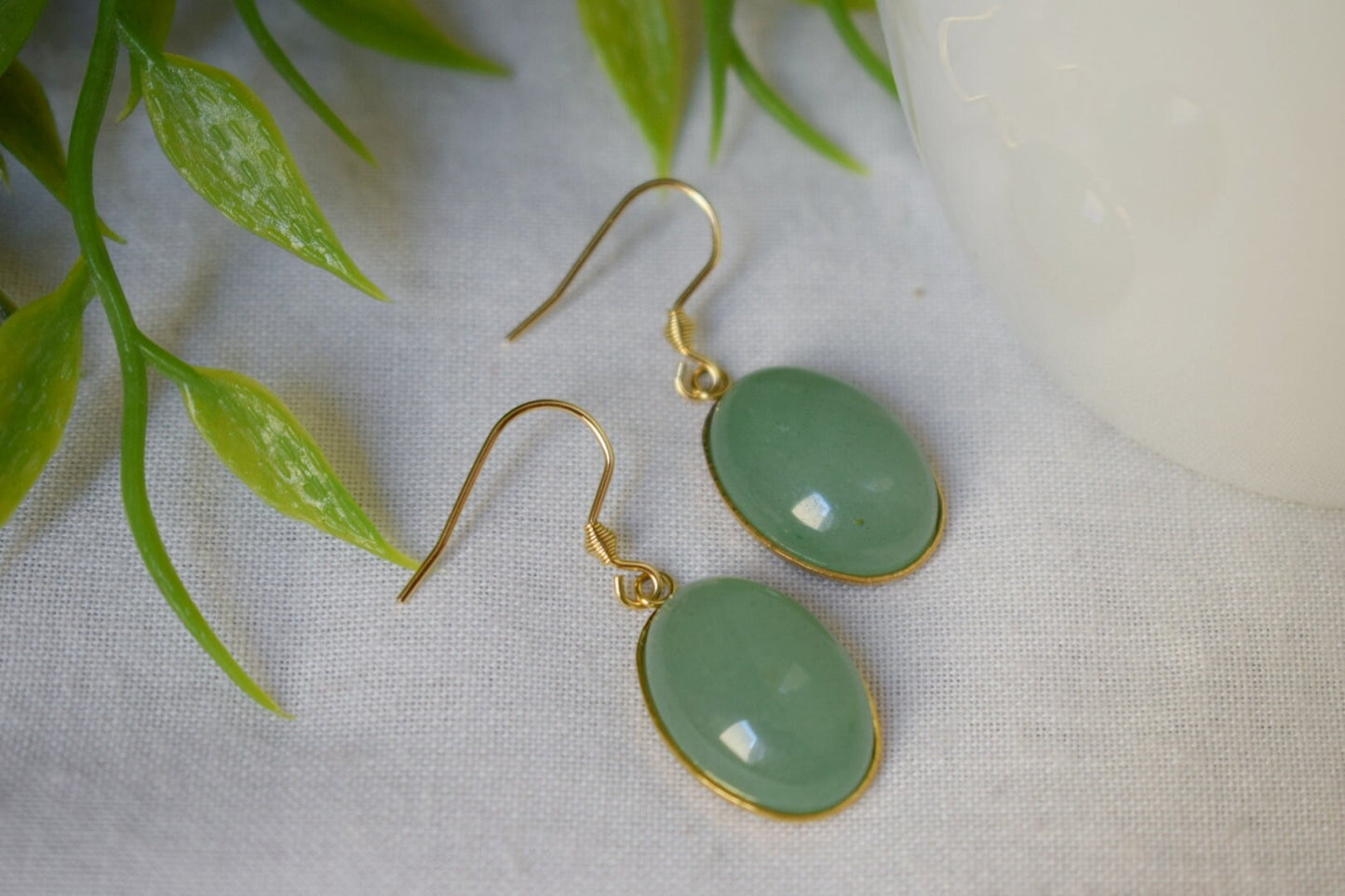 Aventurin Ohrringe baumeln, Grün, Gold, Edelstein, Lever Back Creolen mit Stein, Hängende Ohrringe, Aventurin Gold Schmuck, Geschenk für sie