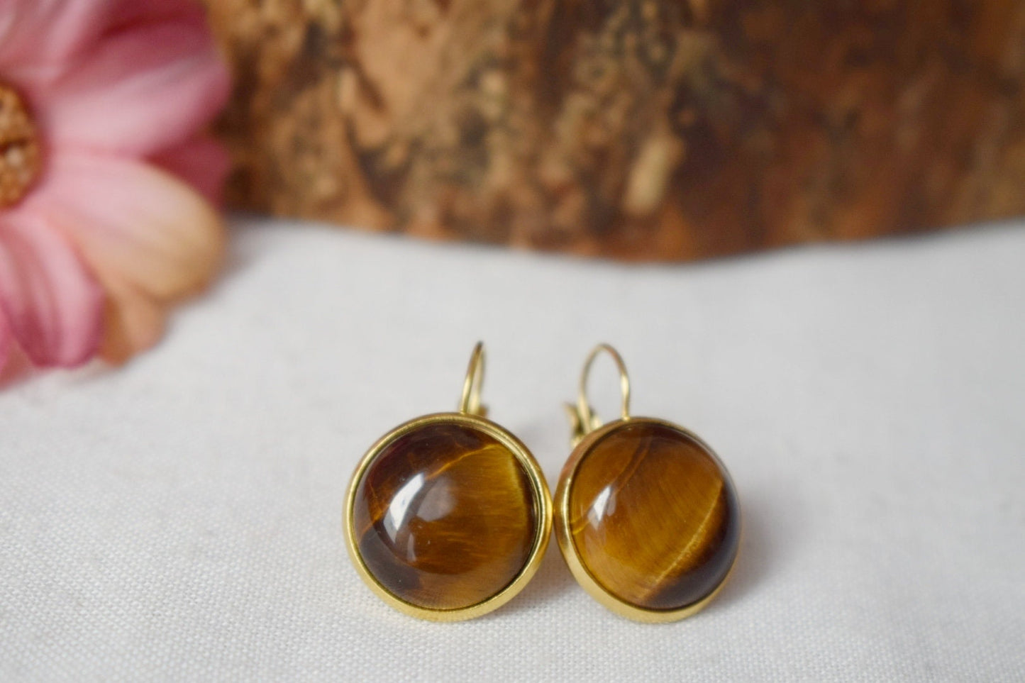 Tigerauge-Halskette, Edelstein-Anhänger für Frauen, Tigerauge Braungold, Tigerauge-Schmuck, runde Halskette, Schmuckgeschenk, bestes Weihnachtsgeschenk