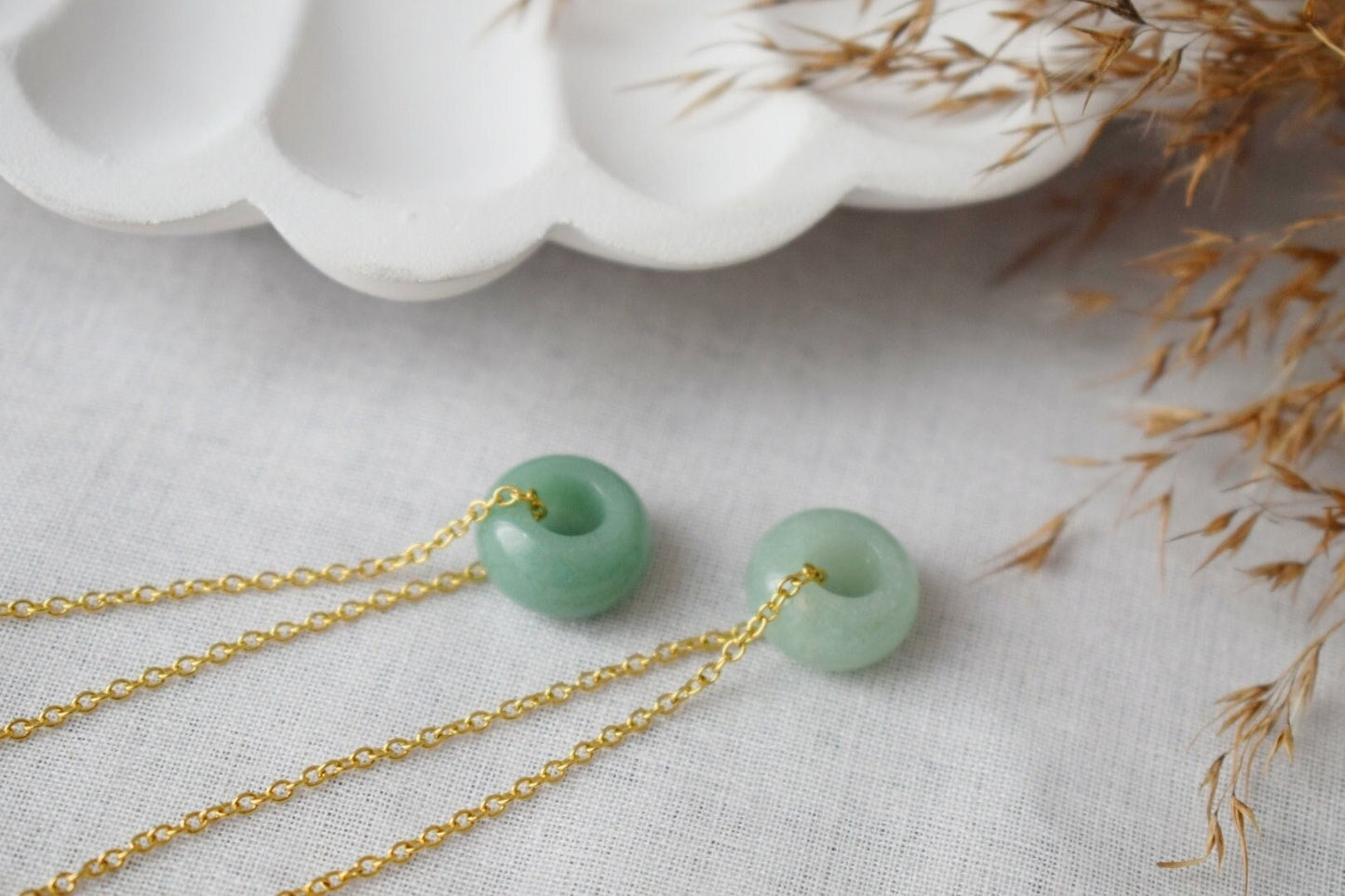 Halskette Grüner Aventurin Donut Anhänger, Grüner Edelstein, Minimalistische Stein Gold Halskette, Donut Halskette, Aventurin Schmuck, Geschenk für Sie