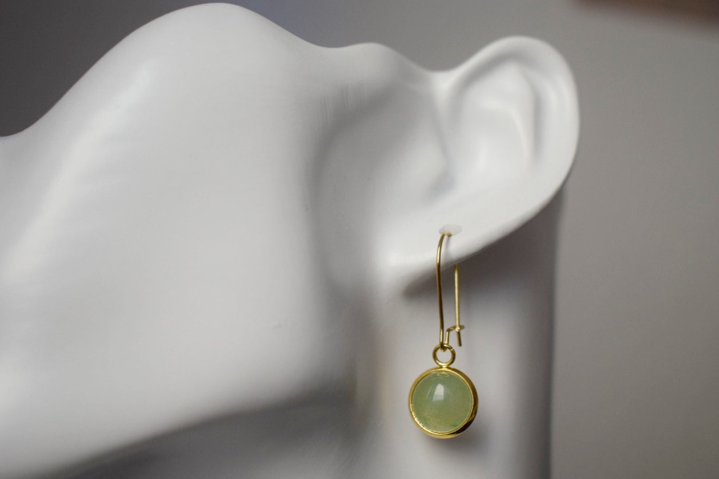 Grüne Aventurin Ohrringe, Edelstein Anhänger Ohrringe, Creolen mit Stein, Hängende Ohrringe, Aventurin Gold Schmuck, Geschenk sie