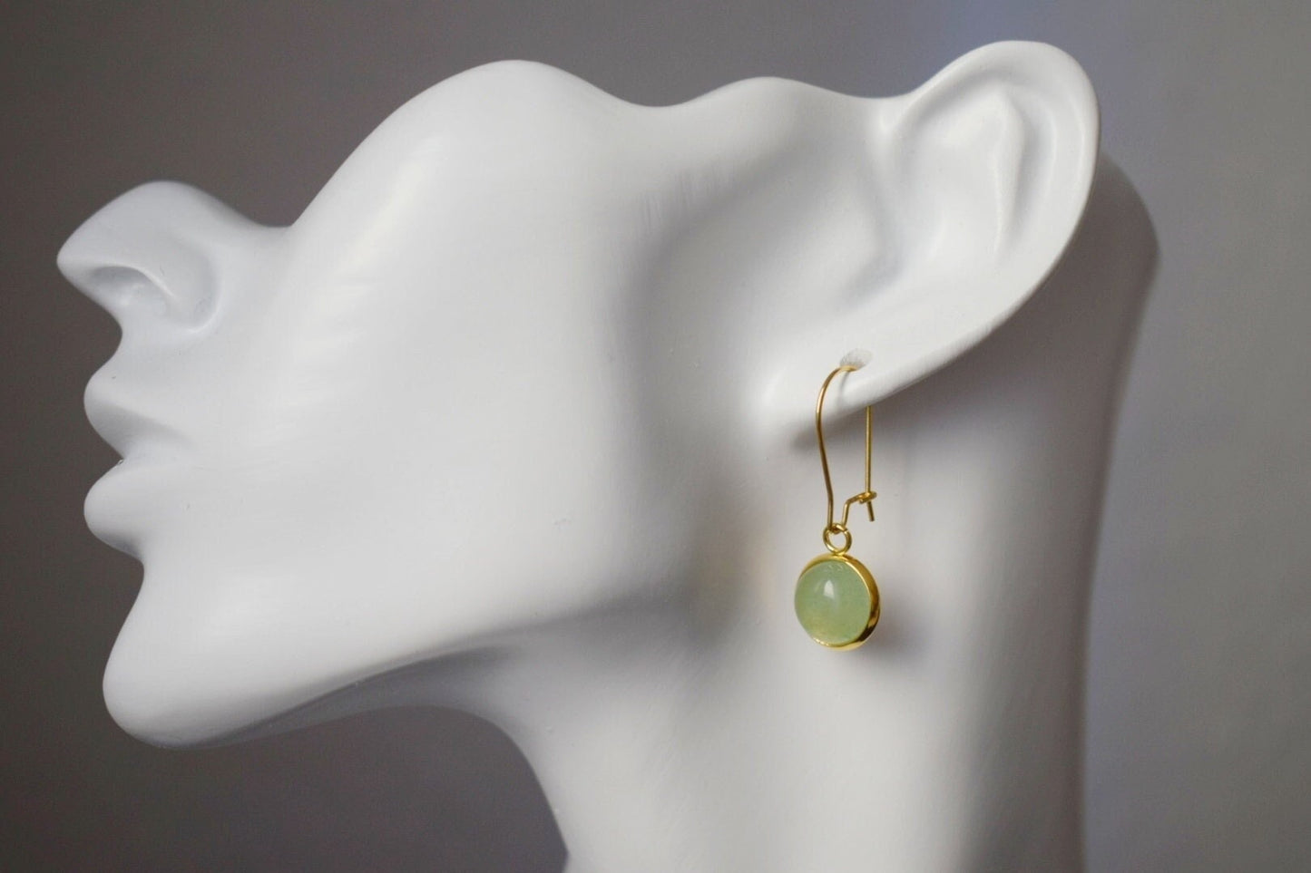 Grüne Aventurin Ohrringe, Edelstein Anhänger Ohrringe, Creolen mit Stein, Hängende Ohrringe, Aventurin Gold Schmuck, Geschenk sie