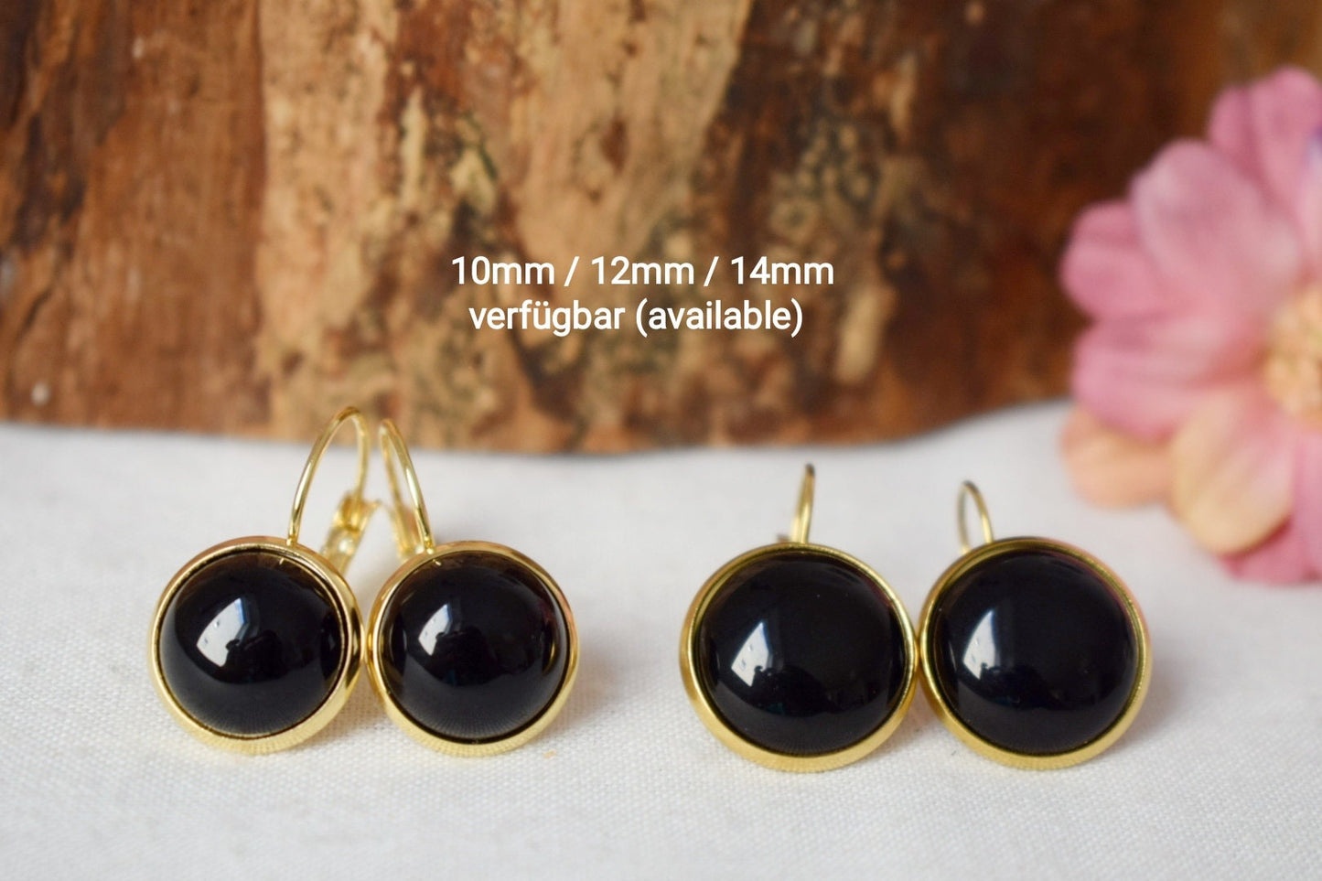 Mini Schwarze Achat Ohrstecker Gold, 6mm Edelstein Runde Ohrringe, Klein, Minimalistisch, Schmuck Geburtsstein, Unisex Push Back Ohrringe, Geschenk