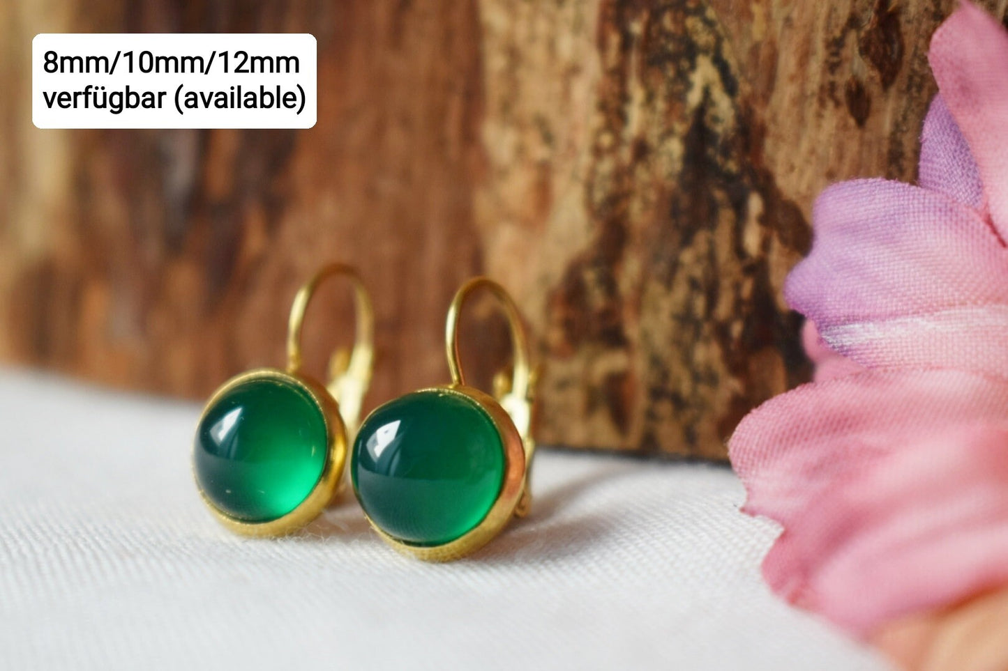 Green agate dangle earrings, Gemstone jewelry