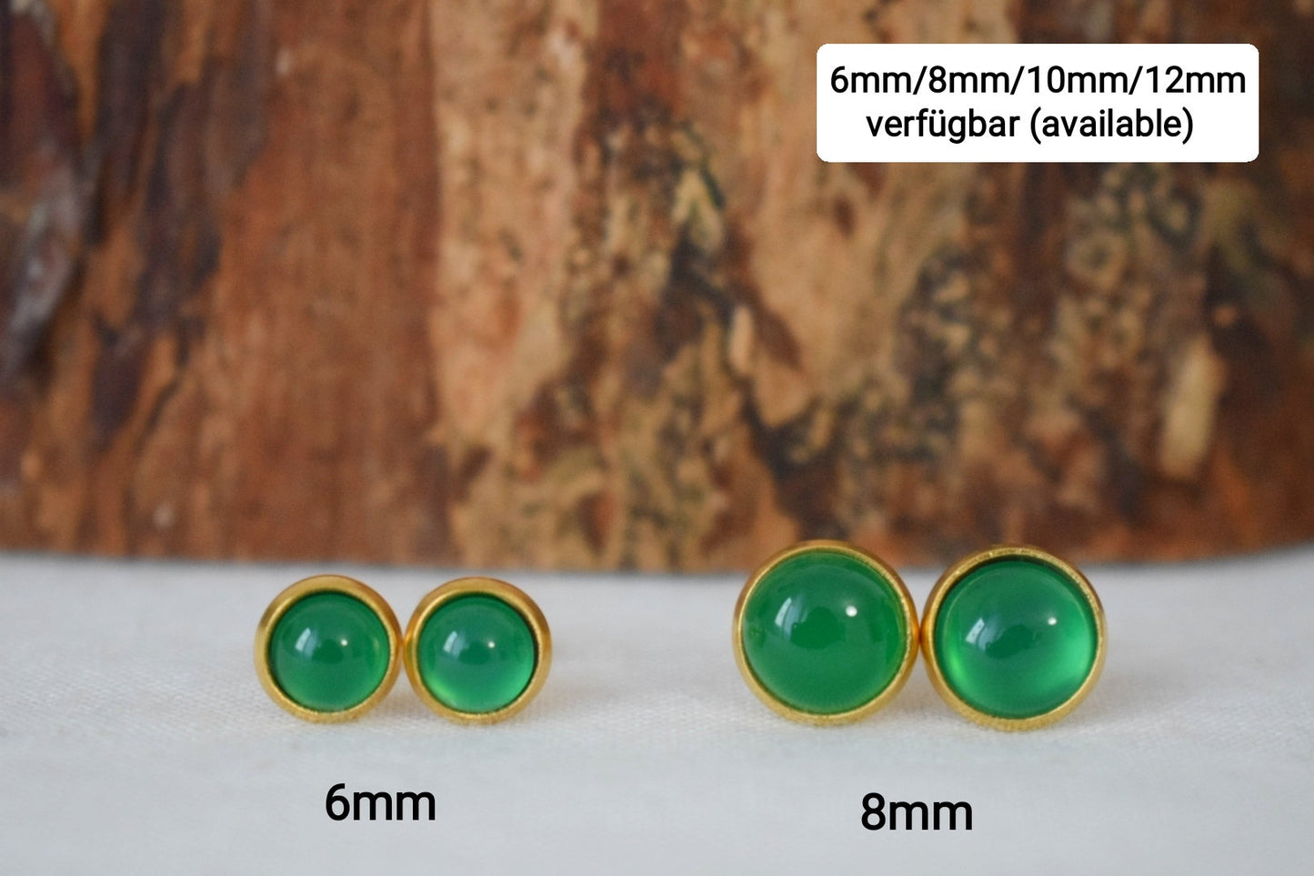 Grüne Achat Ohrringe, Edelstein Huggies, Kleine Ohrhänger, Minimalistischer handgemachter Schmuck, Geschenk für Sie