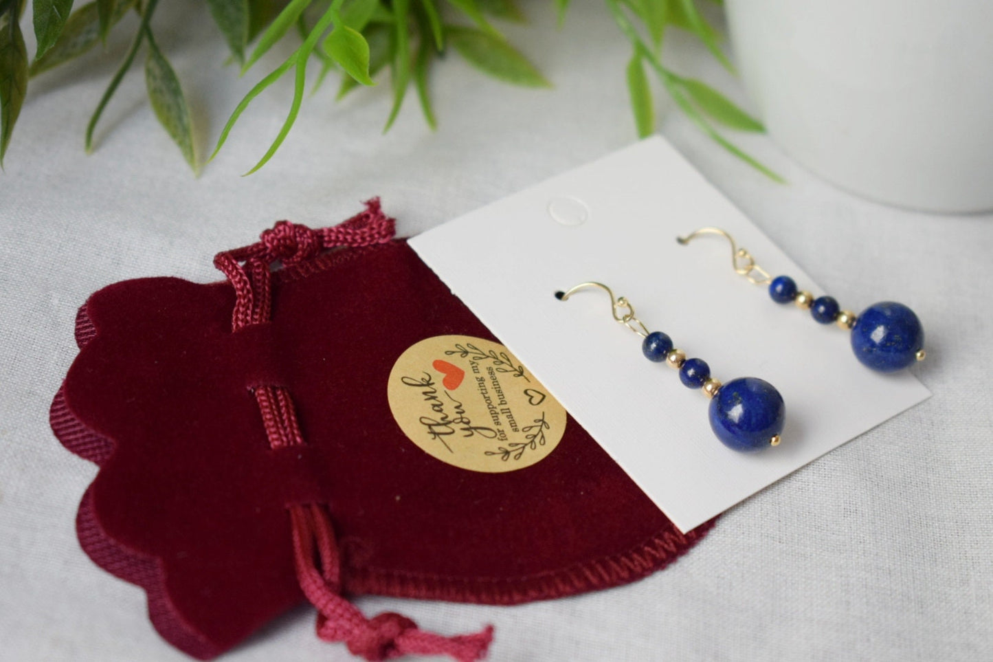 Goldgefüllte Lapisohrringe, Lapislazuli-Ohrringe, Edelsteinohrringe, Steinohrringe, Gold, 14 Karat, Dunkelblau, zierlich, Geschenk für Frauen