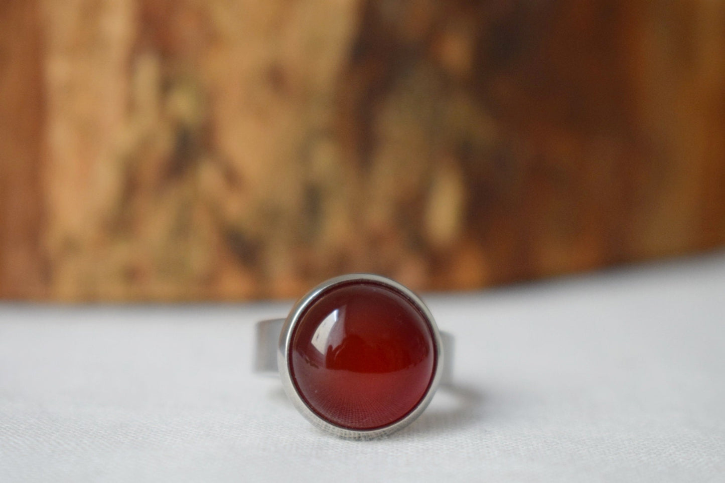 Roter Achat Ring, Edelstein Verstellbarer Ring, Roter Stein Ring, Alltäglicher runder Kristall Ring, Roter Achat Schmuck, Geburtstagsgeschenk für Sie