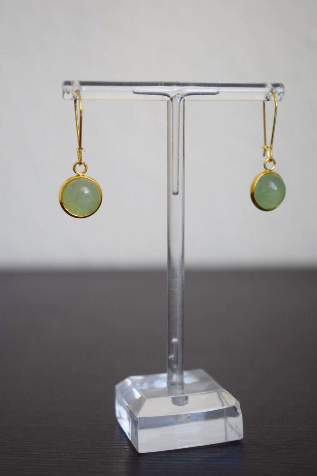 Grüne Aventurin Ohrringe, Edelstein Anhänger Ohrringe, Creolen mit Stein, Hängende Ohrringe, Aventurin Gold Schmuck, Geschenk sie