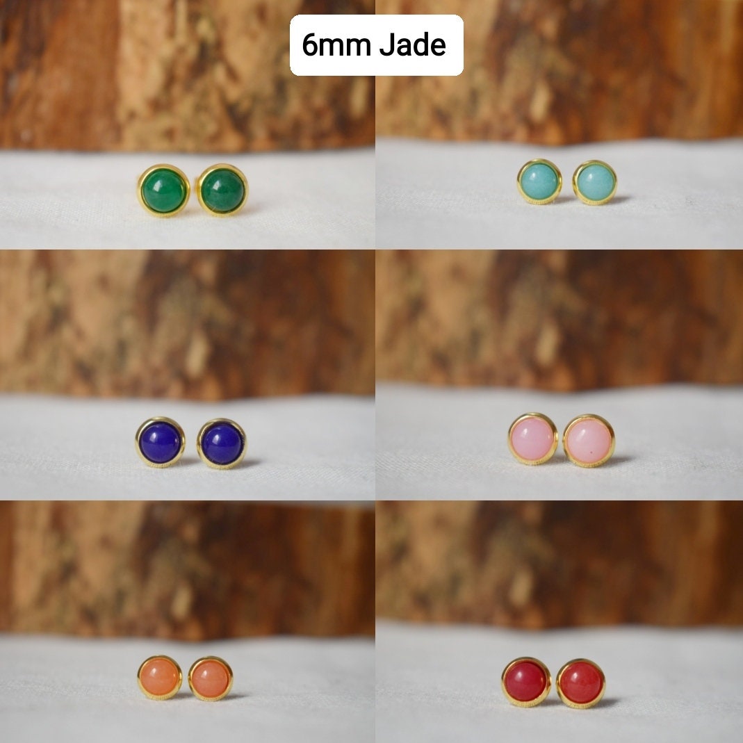 Mini Quarz Ohrstecker, 6mm Edelstein Gold Ohrringe, Kleine Ohrstecker, Push Back Ohrringe, Minimalistischer Schmuck, Handgemachtes Geschenk für Sie