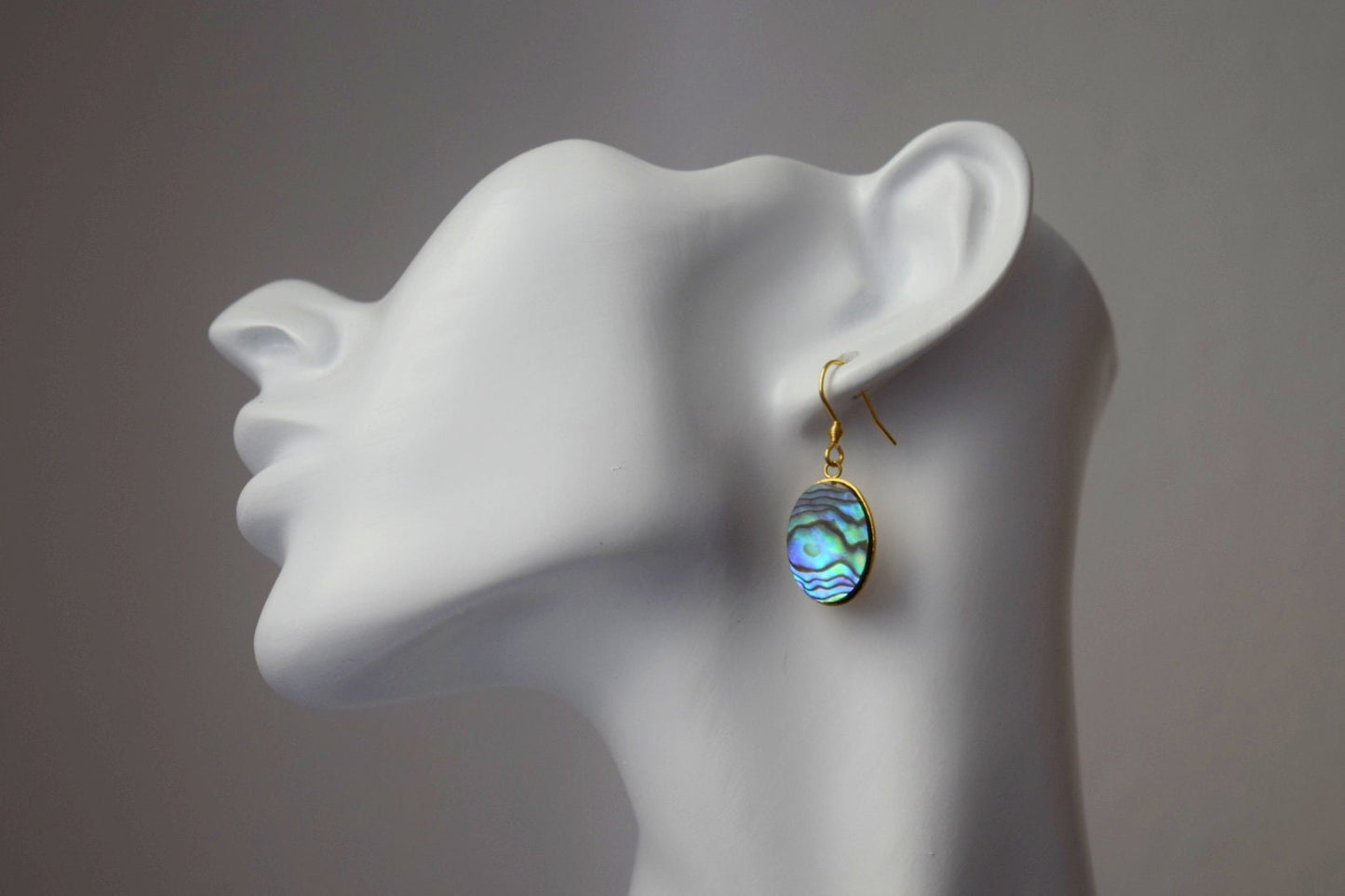 Abalone Ohrringe, Paua Muschel, Ovale Ohrringe, Bunte natürliche Abalone Ohrringe, Abalone Muschel, Abalone vergoldeter Schmuck