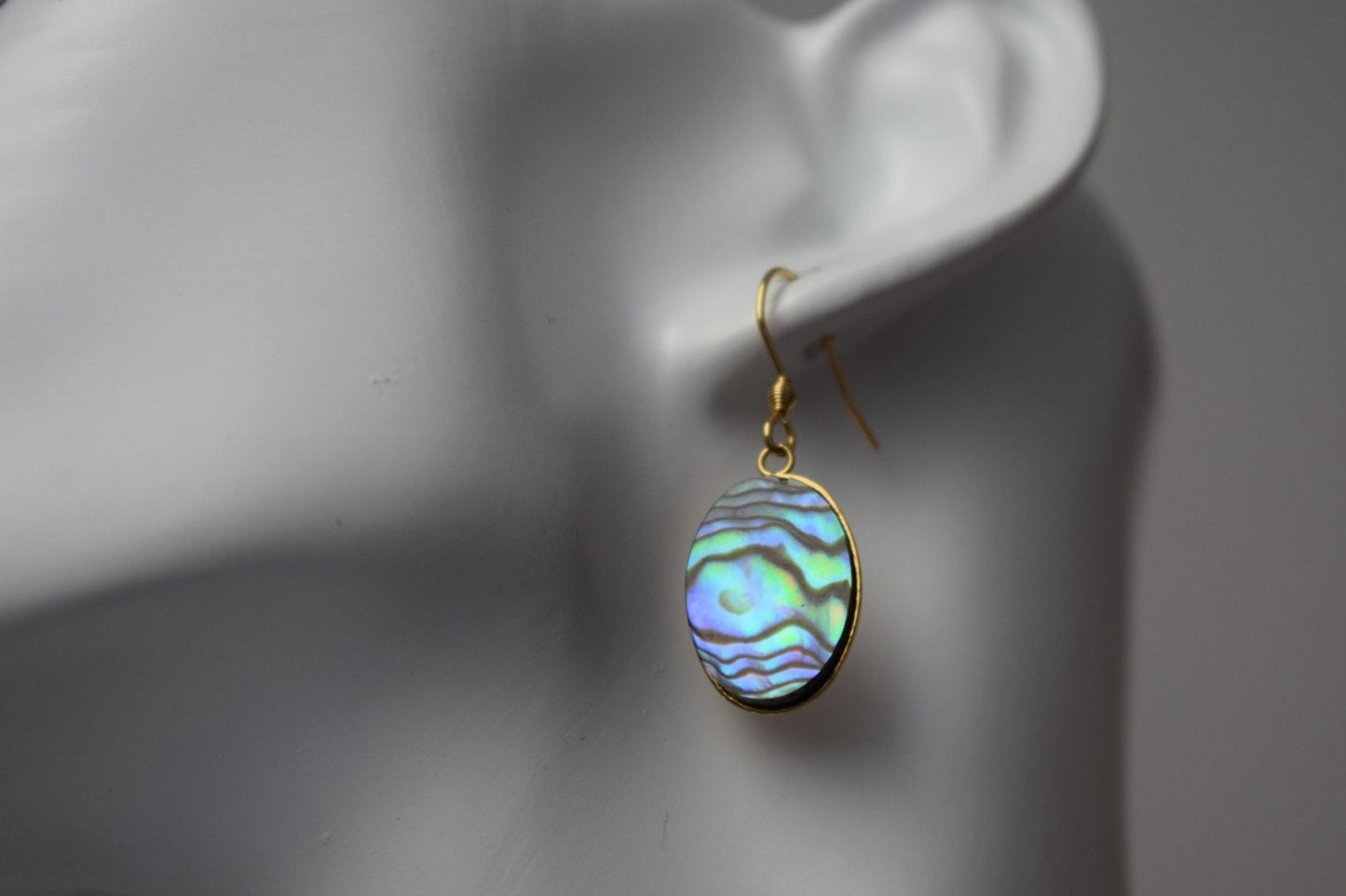 Abalone Ohrringe, Paua Muschel, Ovale Ohrringe, Bunte natürliche Abalone Ohrringe, Abalone Muschel, Abalone vergoldeter Schmuck