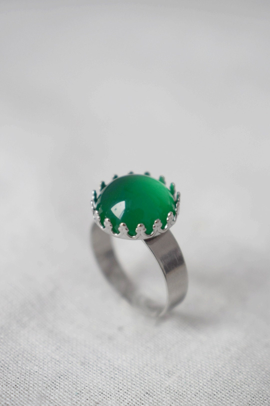 Grüner Achat Ring, Edelstein Verstellbarer Statement Ring, Stein Ring, Alltäglicher runder Kristall Ring, Achat Schmuck, Geburtstagsgeschenk für Sie