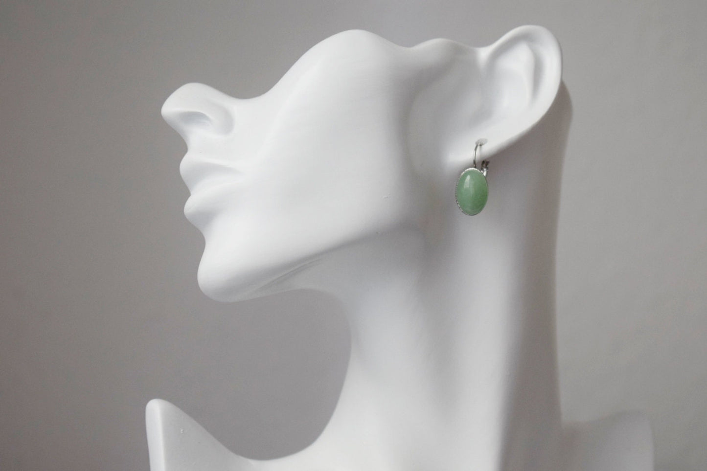 Grüne Aventurin Ohrringe, Ovale Edelstein Ohrringe, Stein Ohrringe, Edelstahl, Chakra Schmuck, Geschenk für Sie