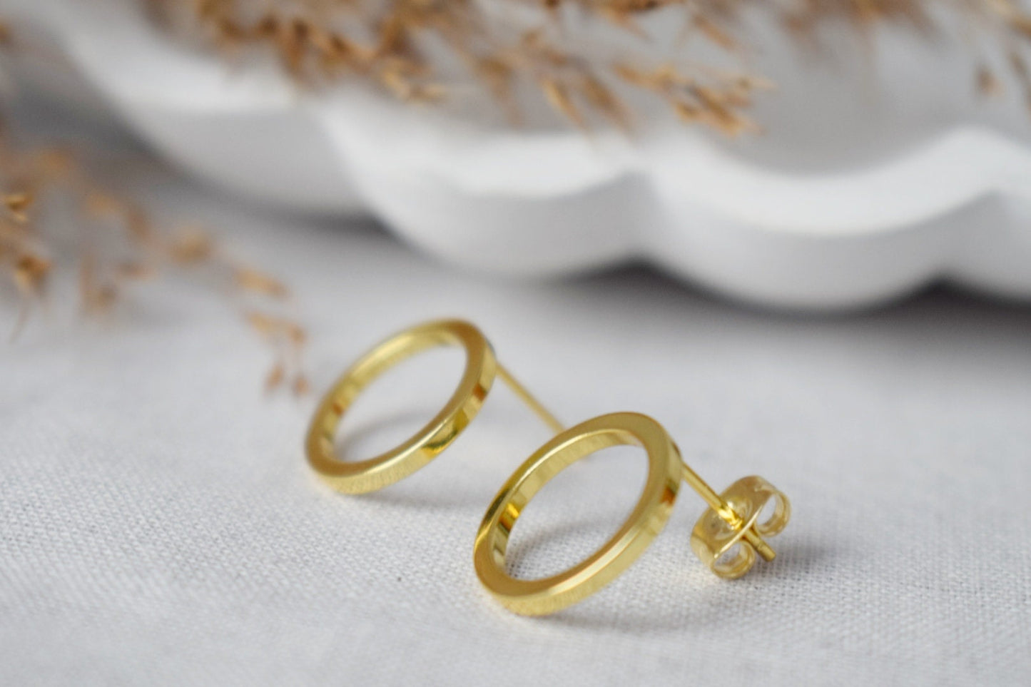 Offene Kreis Ohrstecker 18k vergoldet Ring Ohrstecker, zierliche Ohrringe, Unisex Schmuck GeschenkBestes Weihnachtsgeschenk