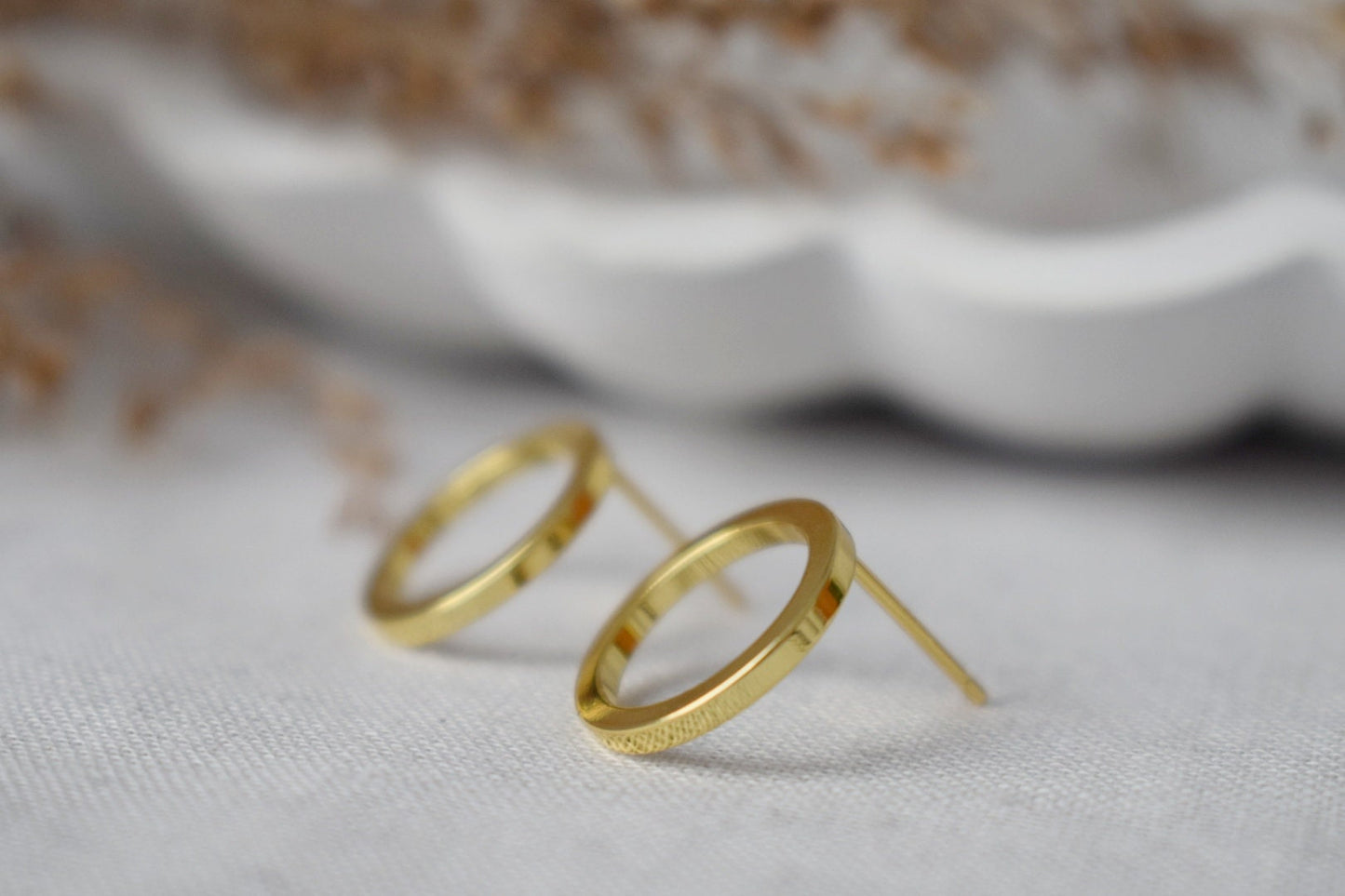 Offene Kreis Ohrstecker 18k vergoldet Ring Ohrstecker, zierliche Ohrringe, Unisex Schmuck GeschenkBestes Weihnachtsgeschenk