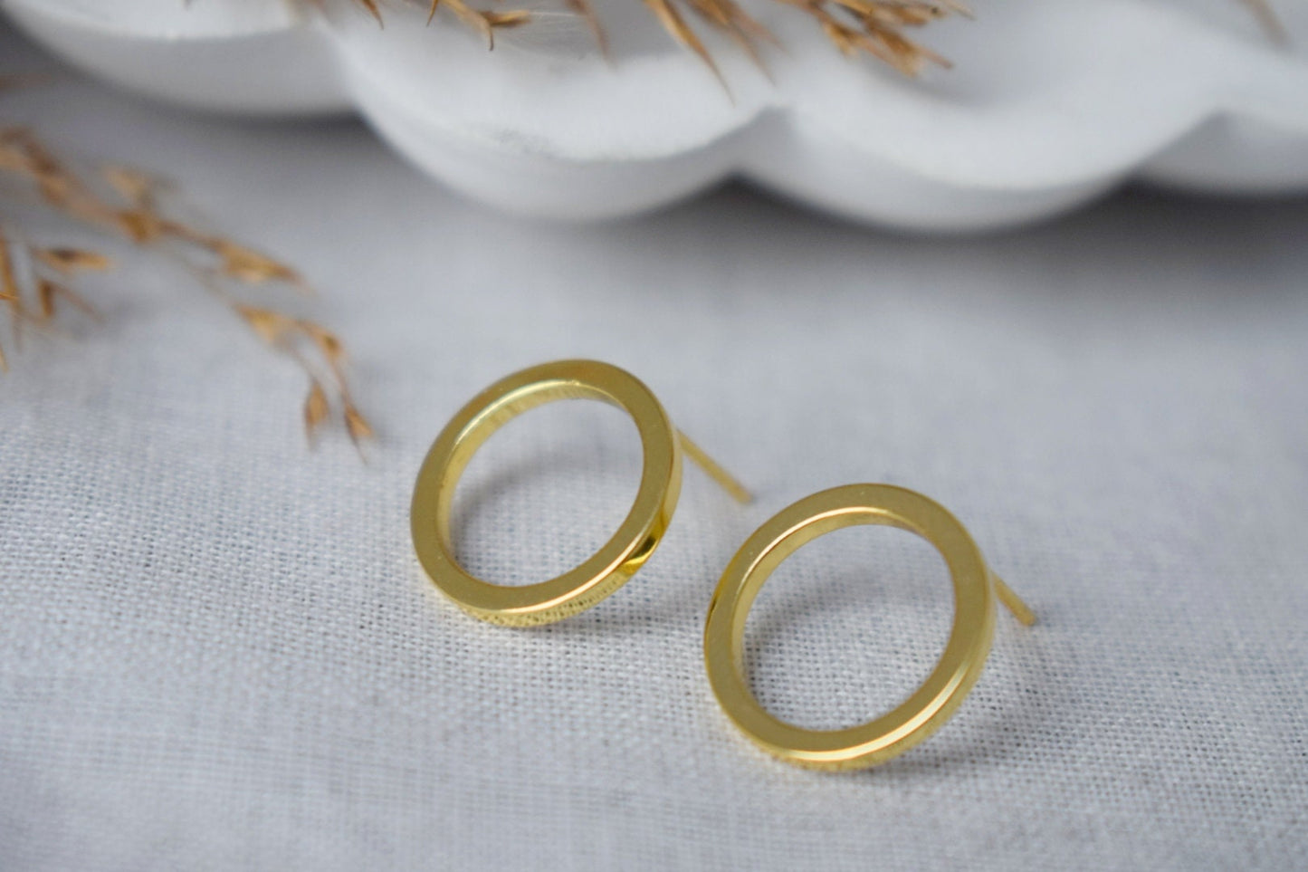Offene Kreis Ohrstecker 18k vergoldet Ring Ohrstecker, zierliche Ohrringe, Unisex Schmuck GeschenkBestes Weihnachtsgeschenk