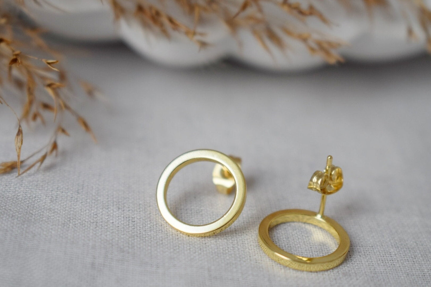 Offene Kreis Ohrstecker 18k vergoldet Ring Ohrstecker, zierliche Ohrringe, Unisex Schmuck GeschenkBestes Weihnachtsgeschenk