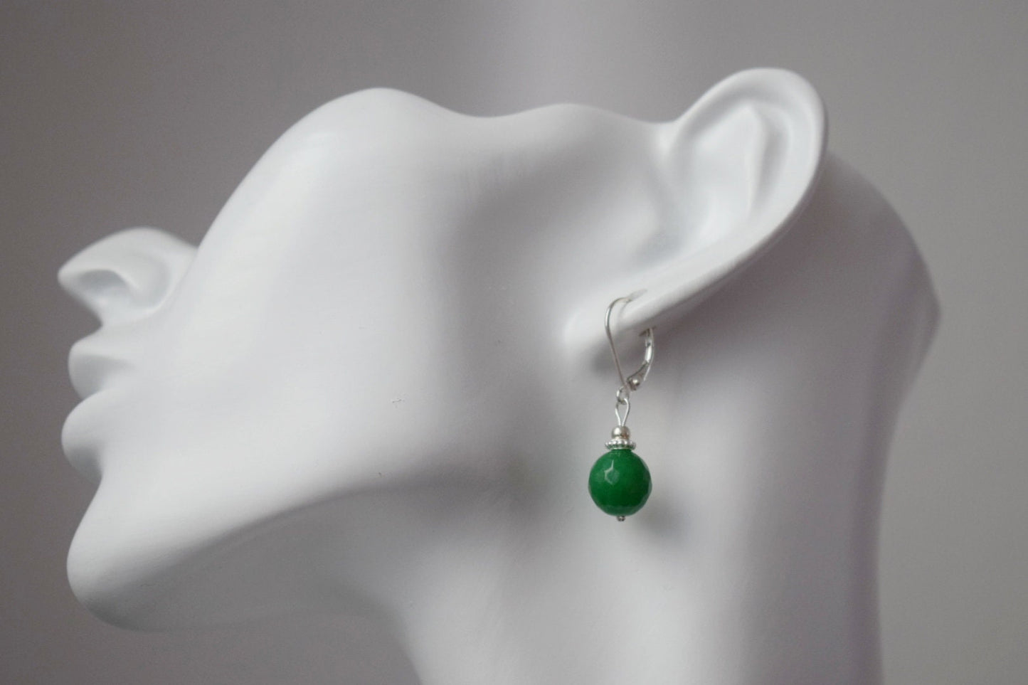 Grüne Jade Ohrringe, 925 Sterling Silber Edelstein Ohrringe, Grüne facettierte Stein Boho Ohrringe, Handgefertigter Schmuck Geschenk Sie