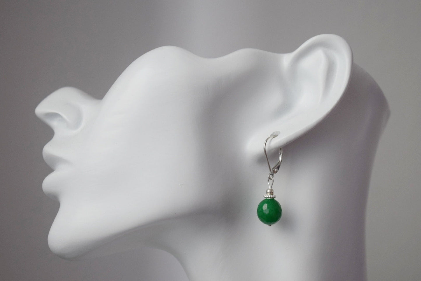 Grüne Jade Ohrringe, 925 Sterling Silber Edelstein Ohrringe, Grüne facettierte Stein Boho Ohrringe, Handgefertigter Schmuck Geschenk Sie
