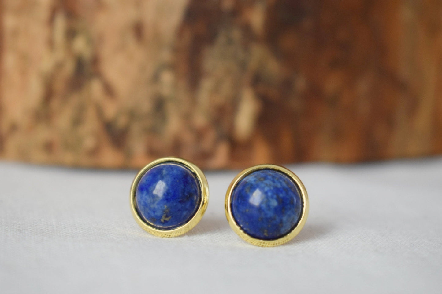 Lapis Gold Ohrstecker, Lapis Lazuli Ohrringe, Blaue Lapis Ohrringe Gold, Rund, 12mm, September Geburtsstein Schmuck, Lapis, Geschenk für Sie