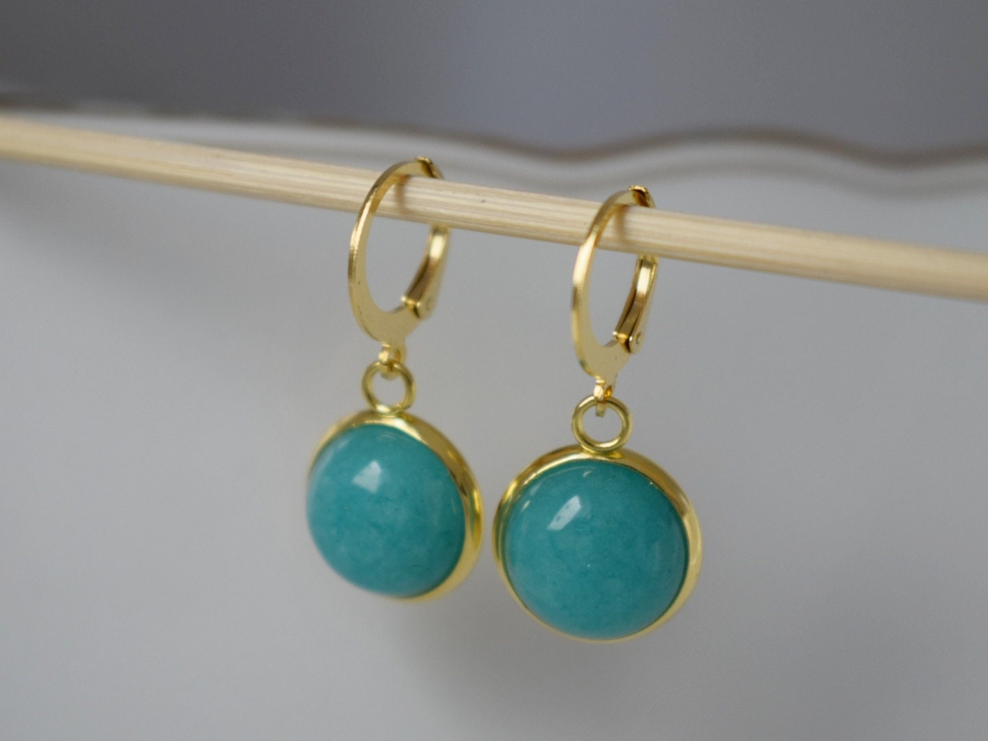 Turquoise jade earrings, Gemstone jewelry, Gift for women