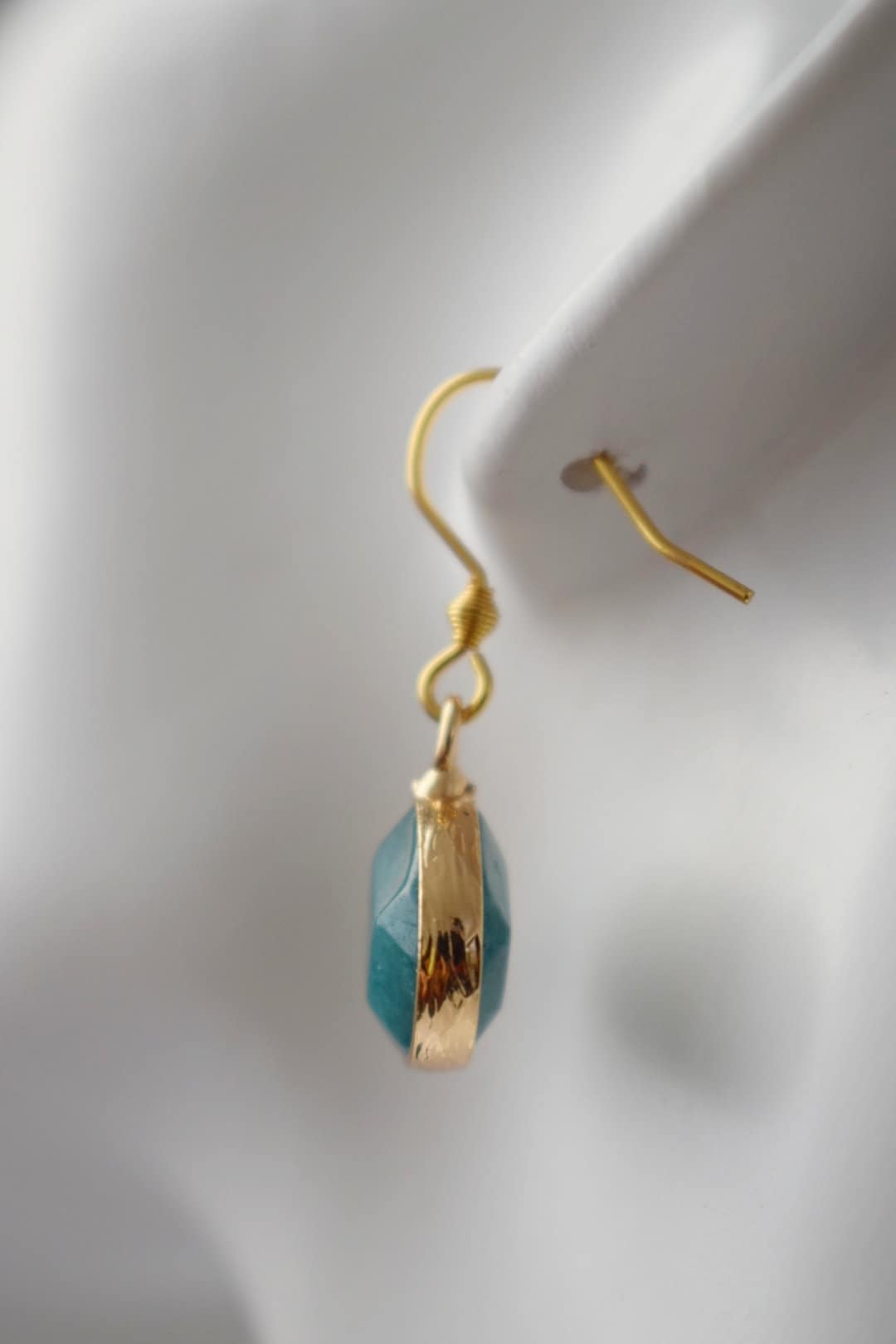 Türkis Petrol Jade Ohrringe, Tropfen facettierte Anhänger Ohrringe, Edelstein Hängende Ohrringe Frauen, Jade Schmuck, Geschenk für Sie