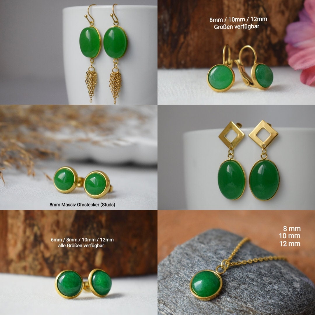 Grüne Jade-Anhänger-Halskette für Frauen, grün-silberne Farbe, grüner Edelstein-Halskettenanhänger, Geburtsstein-Halskette, handgefertigtes Schmuckgeschenk