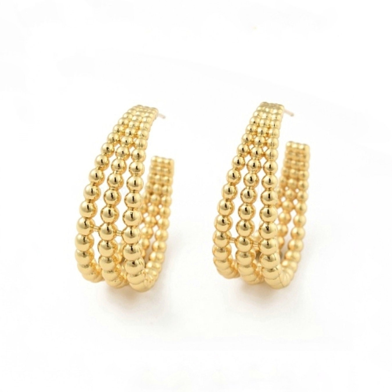 18k Gold C Form Creolen, Halbkreis Ohrstecker, C Form Ohrringe, Halbkreis Ohrringe, Statement Creolen, Moderne Ohrringe, Geschenk