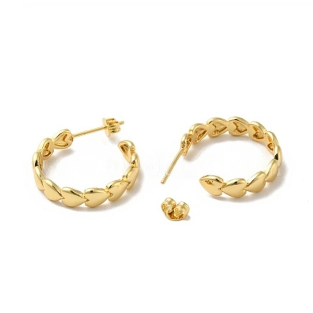 Herz Ohrstecker, Halbkreis Ohrstecker, C Form, Halbkreis Ohrringe, 18k vergoldete Ohrringe, Statement Creolen, Moderne Ohrringe, Geschenk