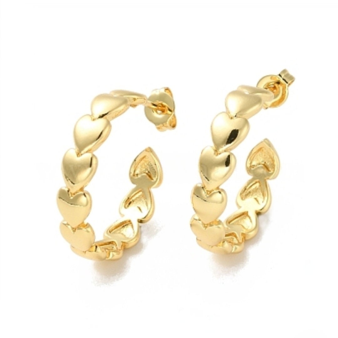 Herz Ohrstecker, Halbkreis Ohrstecker, C Form, Halbkreis Ohrringe, 18k vergoldete Ohrringe, Statement Creolen, Moderne Ohrringe, Geschenk