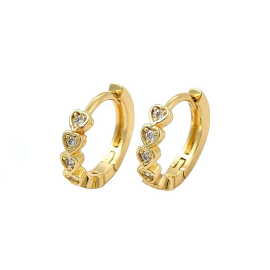Small Heart Huggie Earrings, 18k Gold Plated Cubic Zirconia Leverback Hoops, Minimalist Jewelry, Gift For Her
