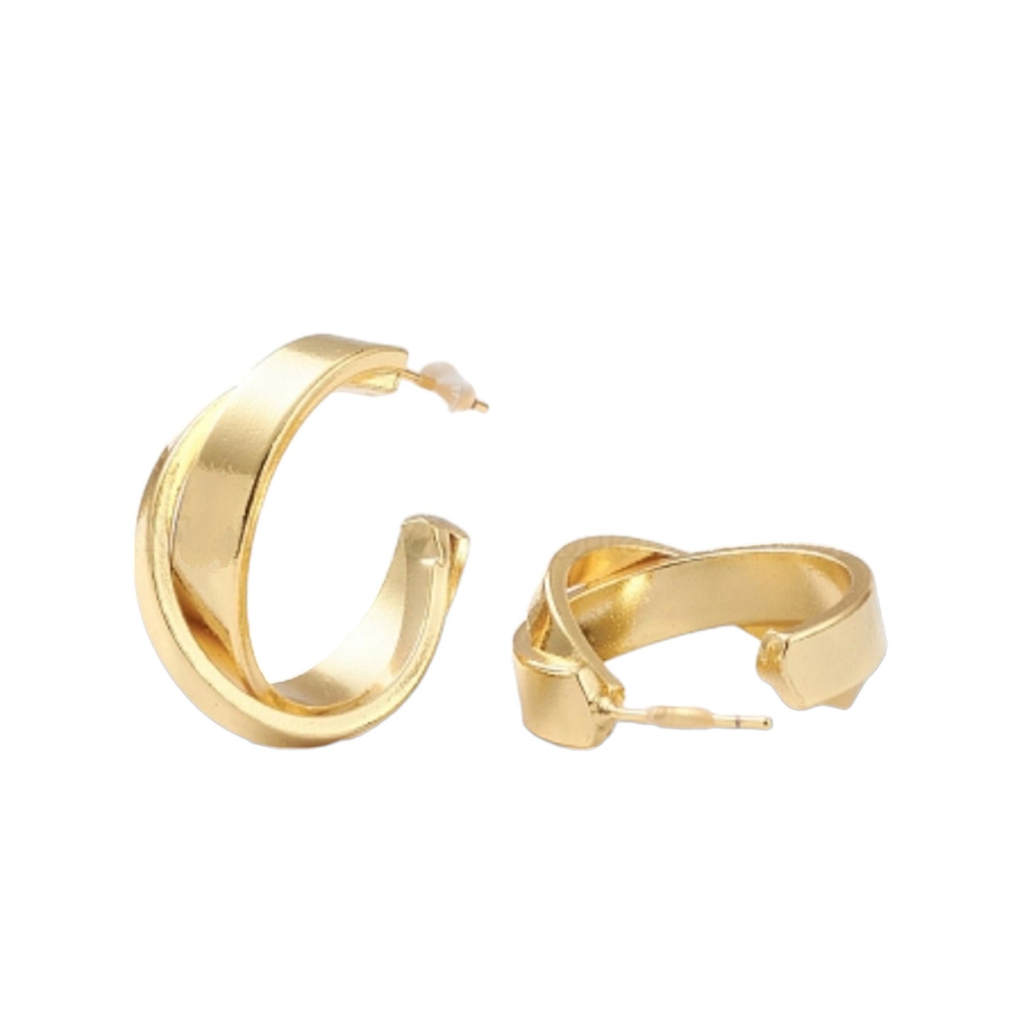 Goldene Creolen • Statement-Ohrringe • Moderne Ohrringe in C-Form • Ohrstecker • zierliche minimalistische Ohrringe • Perfektes Valentinstagsgeschenk für Sie