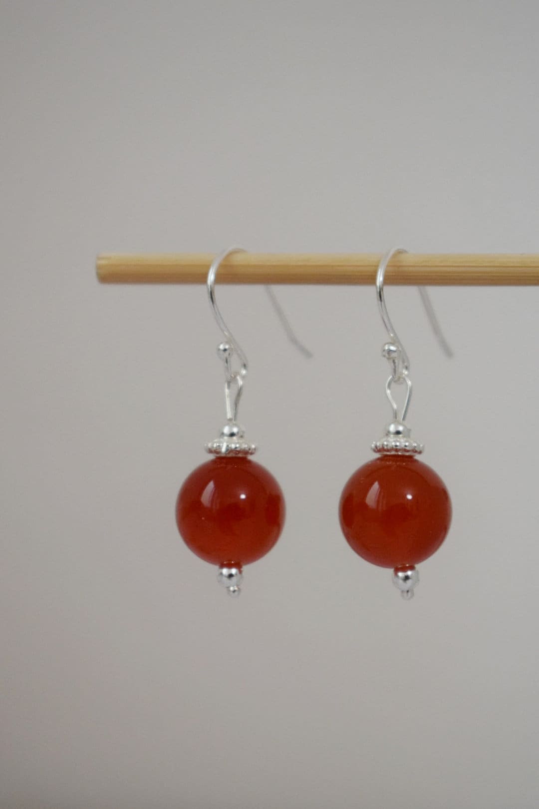 Carnelian Dangle Earrings, Sterling Silver Red Orange Gemstone Earrings, Natural Stone, Minimalist Jewelry, Gift For Her