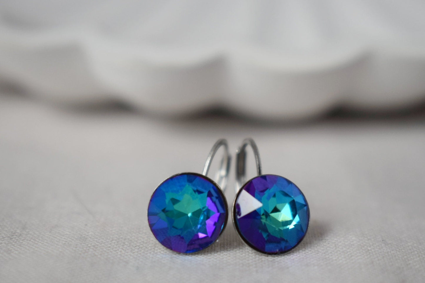 Bermuda Blue Earrings, Rhinestone Dangle Earrings, Glass Hanging Earrings, Dark Blue Earrings, Crystal Earrings, Elegant Dangle Earrings