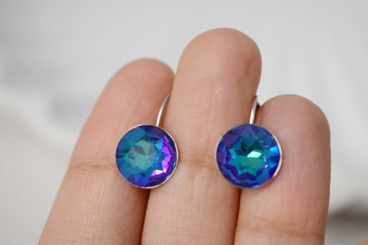 Bermuda Blue Earrings, Rhinestone Dangle Earrings, Glass Hanging Earrings, Dark Blue Earrings, Crystal Earrings, Elegant Dangle Earrings