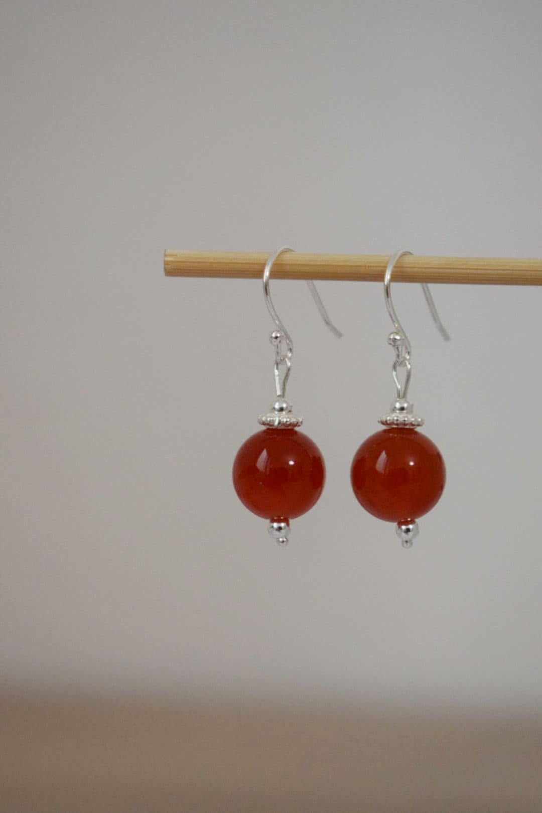 Carnelian Dangle Earrings, Sterling Silver Red Orange Gemstone Earrings, Natural Stone, Minimalist Jewelry, Gift For Her