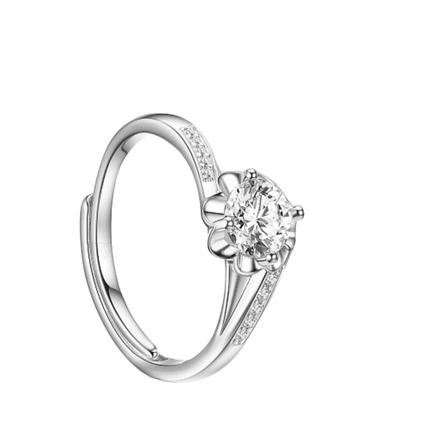925 Sterling Silber Ring, Funkelnder Micro Pave Zirkonia Blumenring, verstellbarer offener Ring aus 925 Sterling Silber, Einzigartiger Ring für Frauen