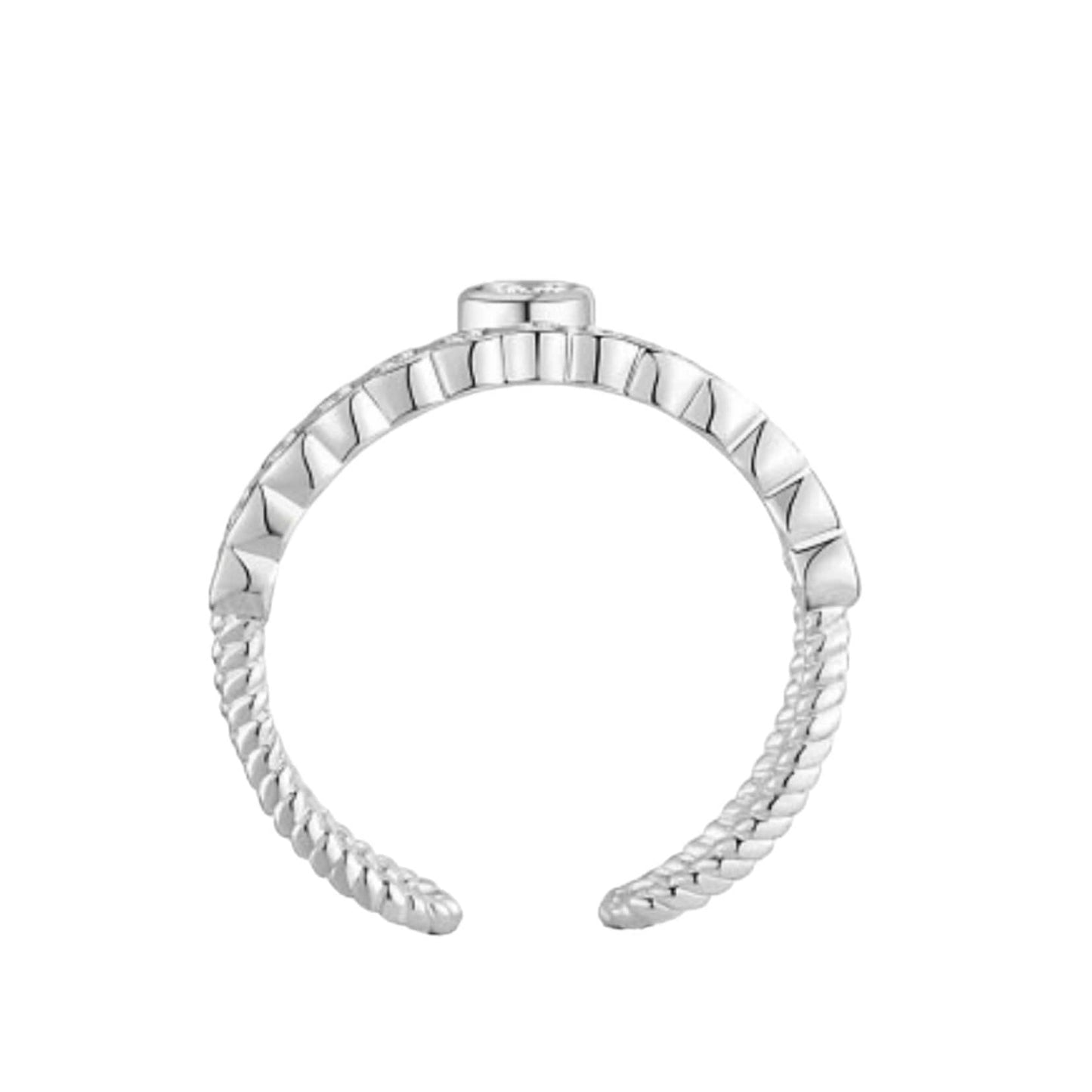 925 Sterling Silber Doppelbandring mit Zirkonia, Stapelring Sterling Silber Ring, offener 925 Sterling Silber Ring, Unikat Ring