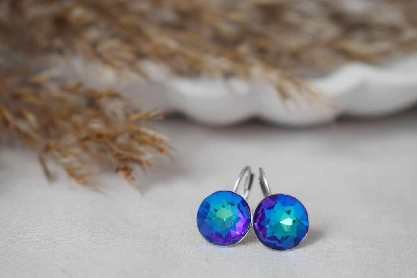 Bermuda Blue Earrings, Rhinestone Dangle Earrings, Glass Hanging Earrings, Dark Blue Earrings, Crystal Earrings, Elegant Dangle Earrings