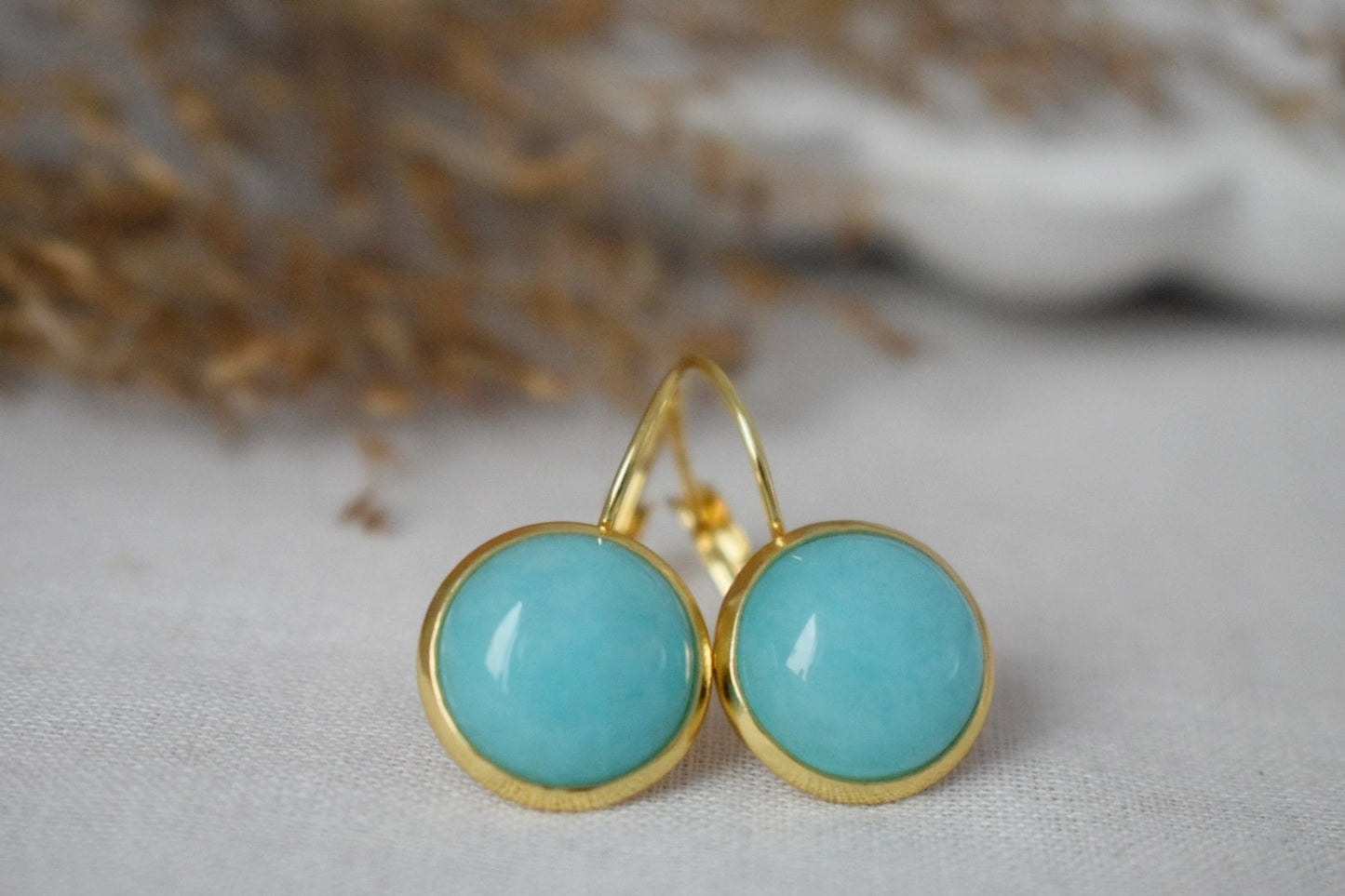 Turquoise Jade Earrings, Gemstone Jewelry, Gift For Her