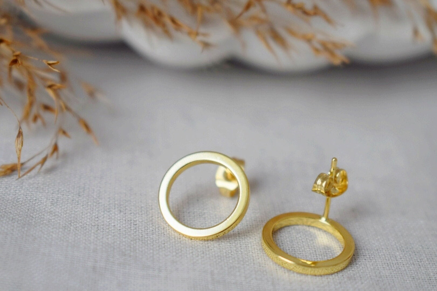 Offene Kreis Ohrstecker 18k vergoldet Ring Ohrstecker, zierliche Ohrringe, Unisex Schmuck GeschenkBestes Weihnachtsgeschenk