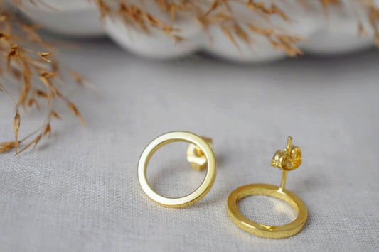 Offene Kreis Ohrstecker 18k vergoldet Ring Ohrstecker, zierliche Ohrringe, Unisex Schmuck GeschenkBestes Weihnachtsgeschenk